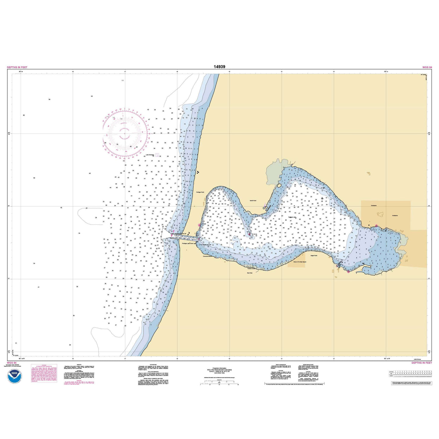 Historical NOAA Chart 14939: Portage Lake