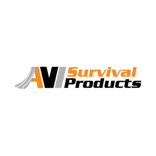 AVI Survival Products logo - Manufacturer of survival and safety equipment, featuring bold orange, black, and gray text.