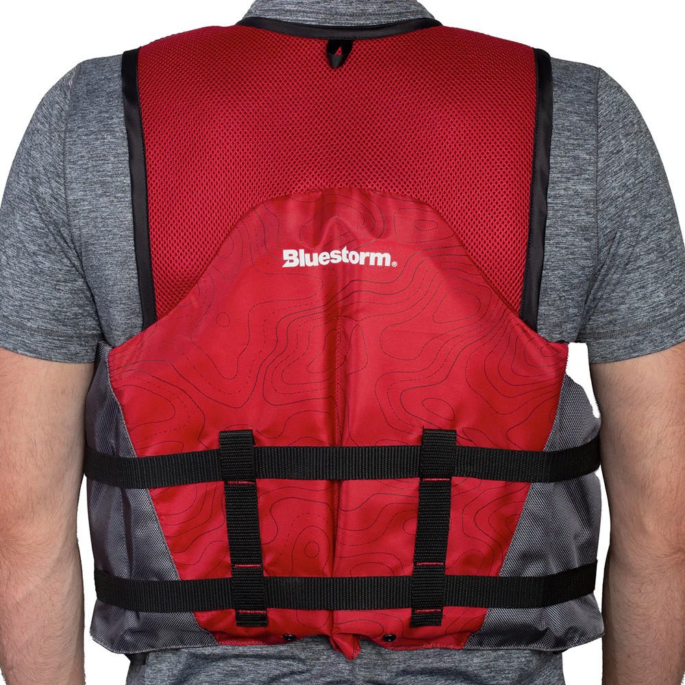 Bluestorm Sportsman Adult Mesh Fishing Life Jacket - Nitro Red - 2XL/3XL - Life Raft Professionals