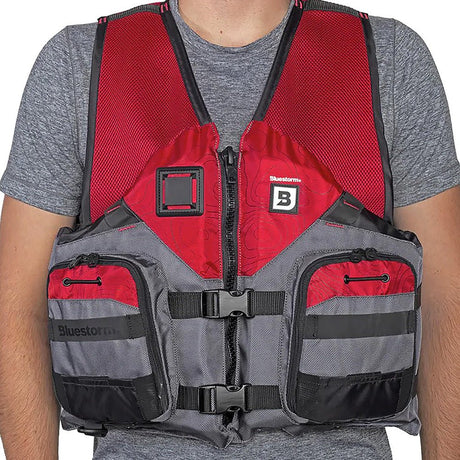 Bluestorm Sportsman Adult Mesh Fishing Life Jacket - Nitro Red - 2XL/3XL - Life Raft Professionals