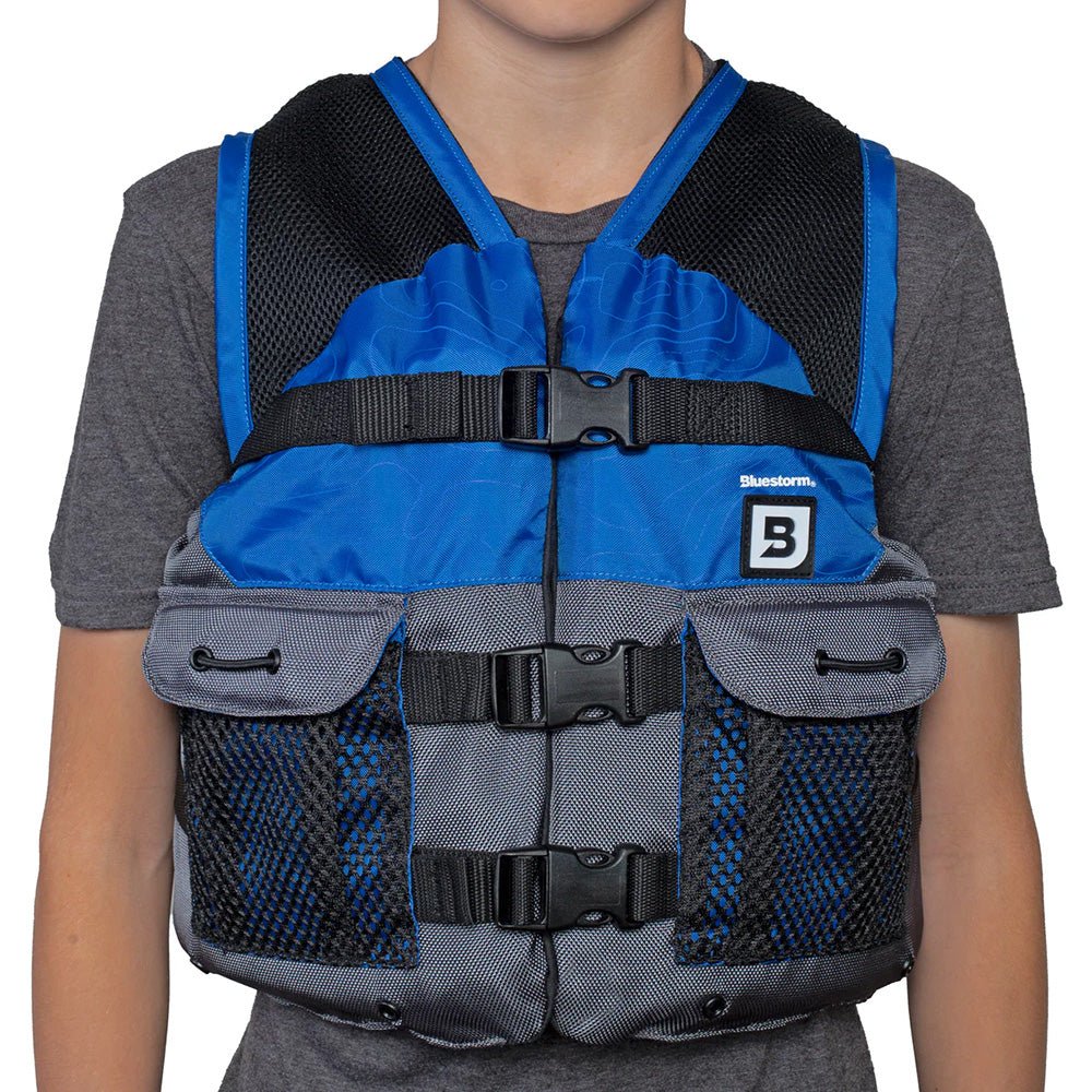 Bluestorm Sportsman Youth Mesh Fishing Life Jacket - Deep Blue - Life Raft Professionals