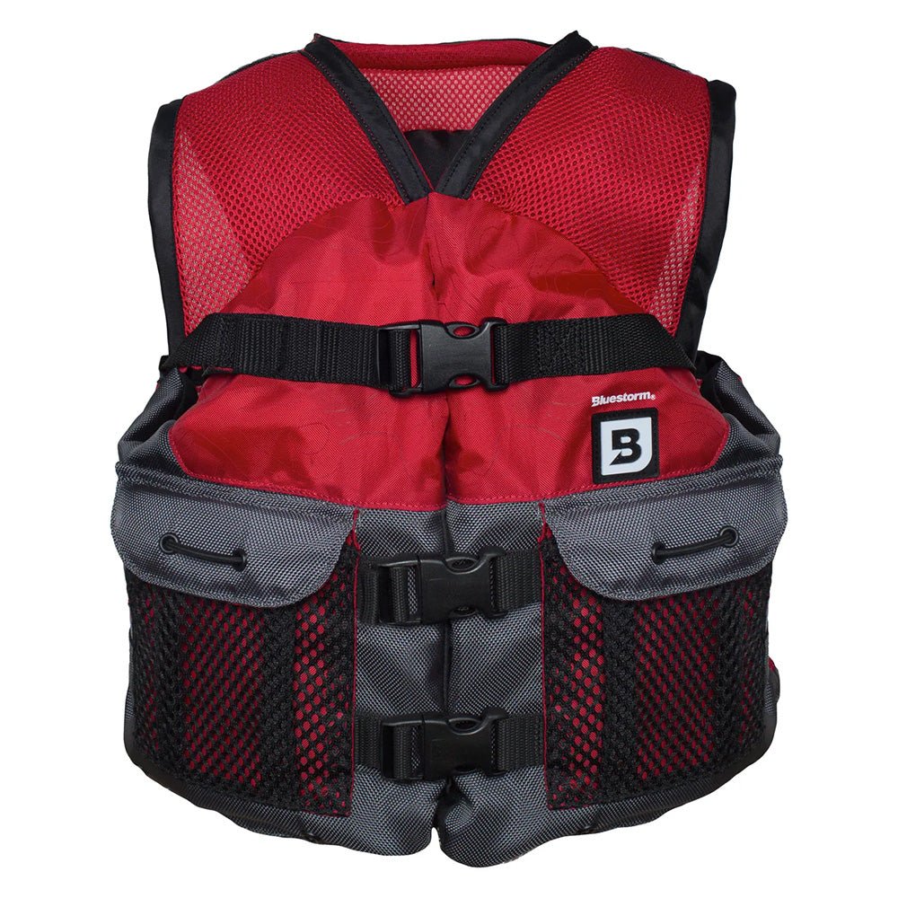 Bluestorm Sportsman Youth Mesh Fishing Life Jacket - Nitro Red - Life Raft Professionals