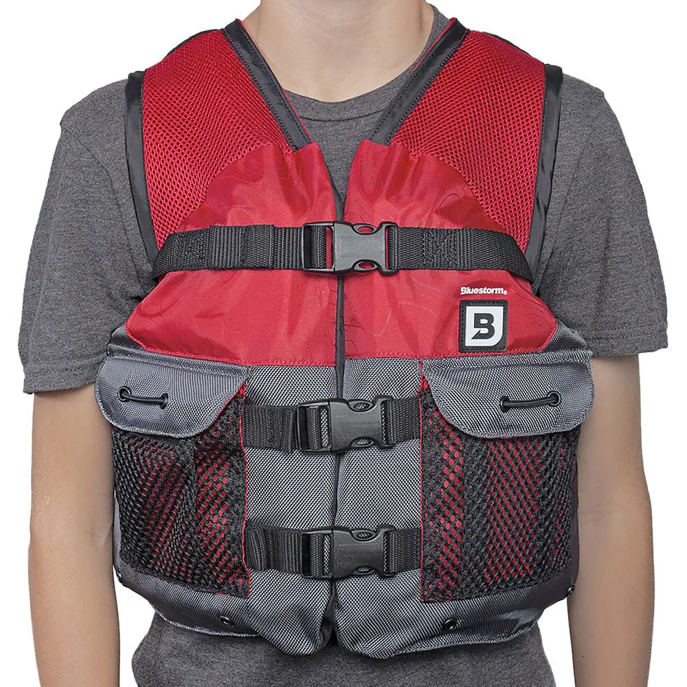 Bluestorm Sportsman Youth Mesh Fishing Life Jacket - Nitro Red - Life Raft Professionals