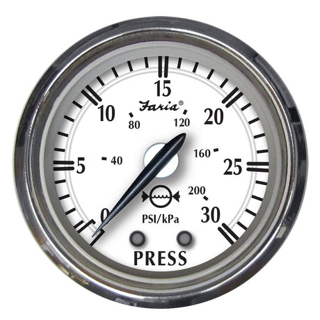 Faria Newport SS 2" Water Pressure Gauge Kit - 0 to 30 PSI - Life Raft Professionals