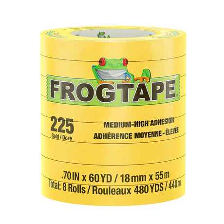 FrogTape CP 225 Medium - High Adhesion Masking Tape - 18MM x 55M x 8 - Pack - Gold - Rated for 225F - Life Raft Professionals