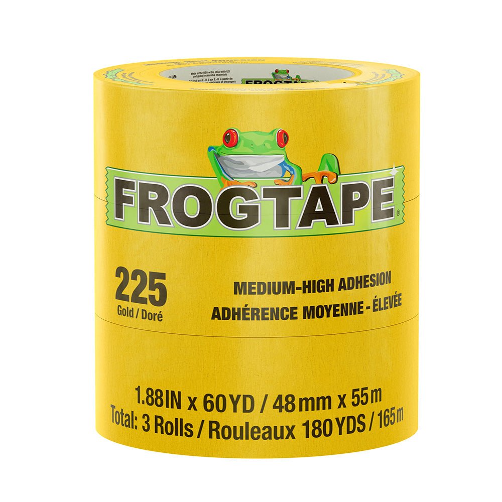 FrogTape CP 225 Medium - High Adhesion Masking Tape - 48MM x 55M x 3 - Pack - Gold - Rated for 225F - Life Raft Professionals