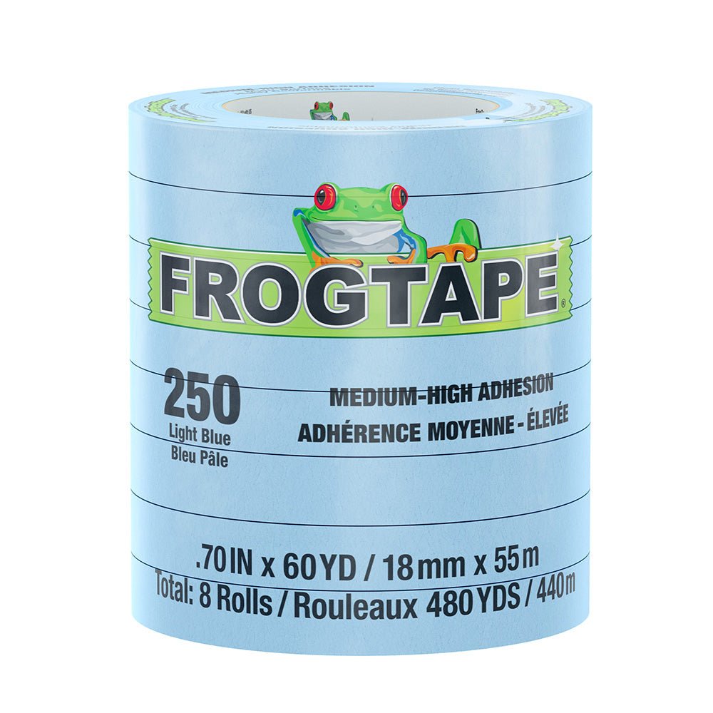 FrogTape CP 250 Medium - High Adhesion Masking Tape - 18MM x 55M x 8 - Pack - Light Blue - Rated for 250F - Life Raft Professionals