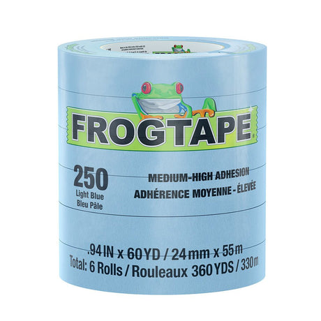 FrogTape CP 250 Medium - High Adhesion Masking Tape - 24MM x 55M x 6 - Pack - Light Blue - Rated for 250F - Life Raft Professionals