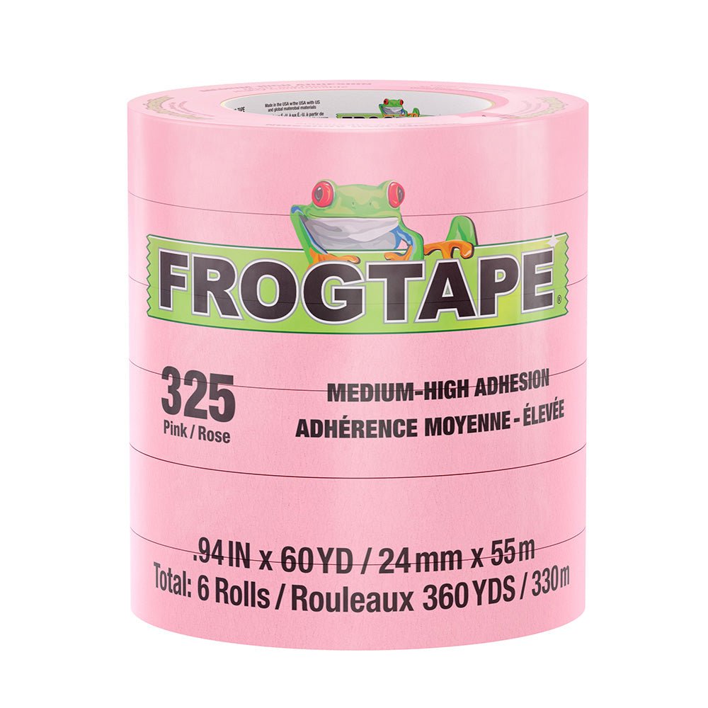 FrogTape CP 325 Medium - High Adhesion Masking Tape - 24MM x 55M x 6 - Pack - Pink - Rated for 325F - Life Raft Professionals