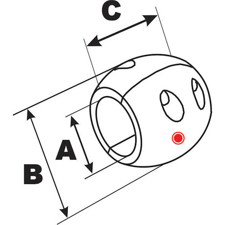 Performance Metals 1 - 1/2" Streamlined Shaft Anode - Aluminum - Life Raft Professionals