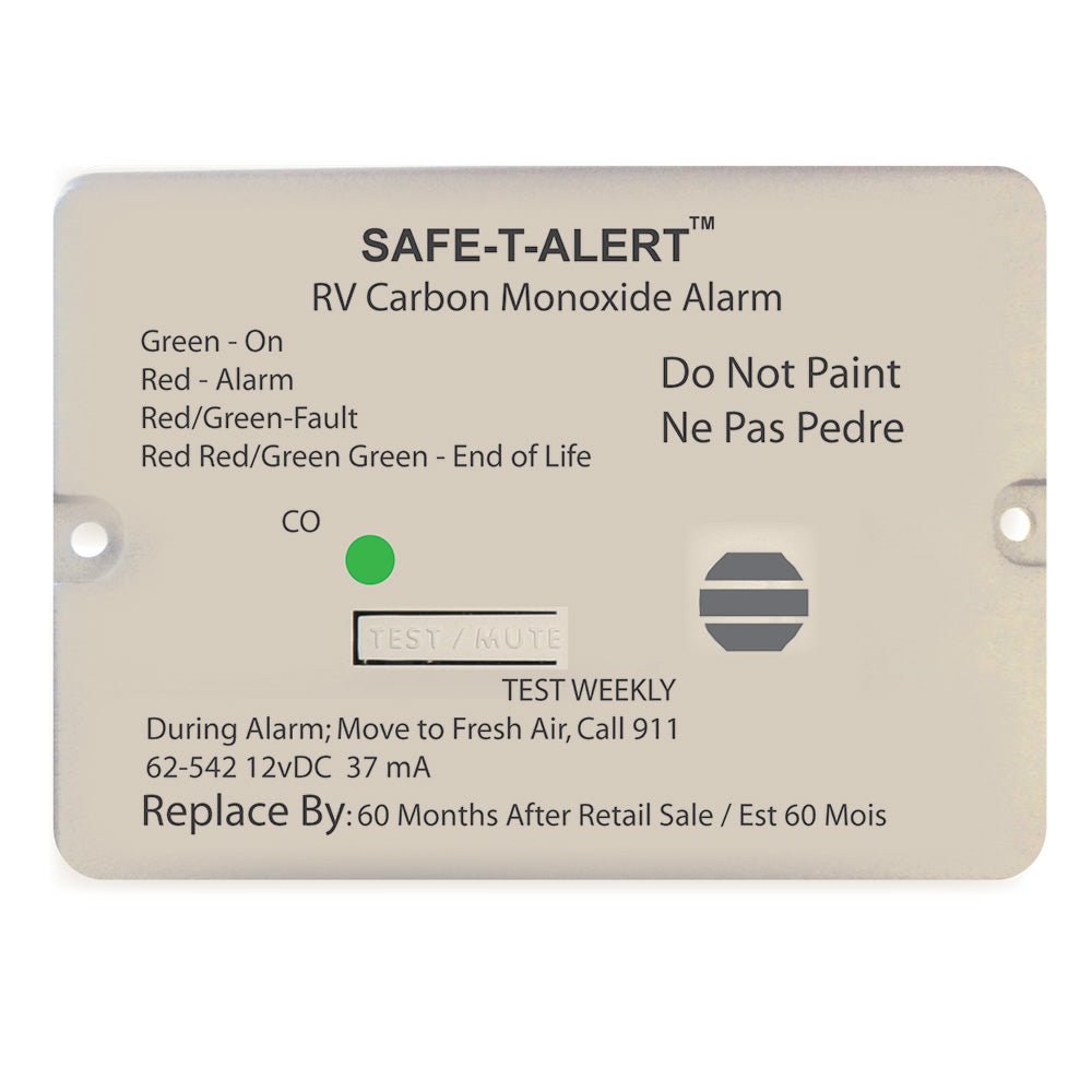 Safe - T - Alert 62 Series Carbon Monoxide Alarm - 12V - RV Flush Mount - White - Life Raft Professionals