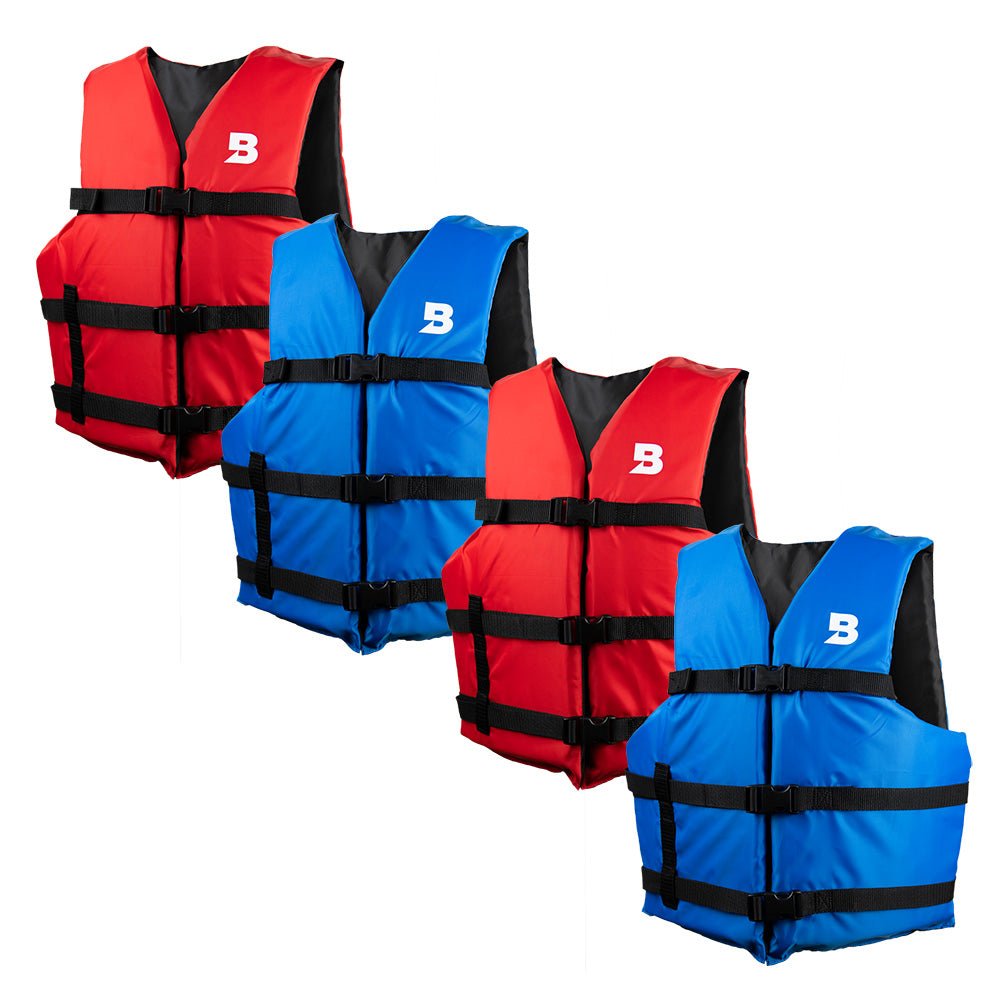 Type III General Boating Adult Universal Foam Life Jacket - Blue/Red *4-Pack - Life Raft Professionals