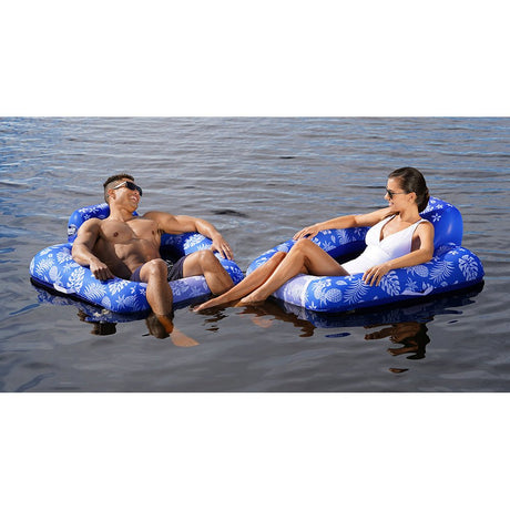 Aqua Leisure Supreme Zero Gravity Chair Hibiscus Pineapple Royal Blue w/Docking Attachment - Life Raft Professionals