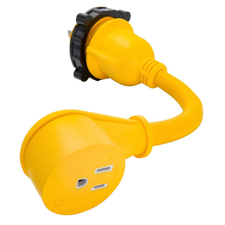 Camco 30AM/15AF Power Grip Marine 12" Dogbone - M-Locking/90F Adapter - Life Raft Professionals