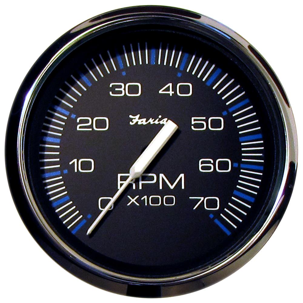 Faria Chesapeake Black 4" Tachometer - 7000 RPM (Gas) (All Outboards) [33718] - Life Raft Professionals