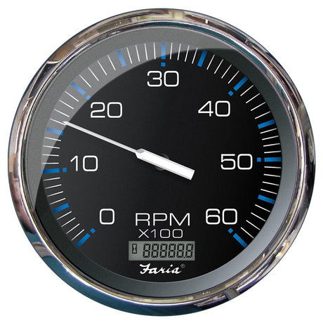 Faria Chesapeake Black 5" Tachometer w/Digital Hourmeter - 6000 RPM (Gas) (Inboard) [33763] - Life Raft Professionals