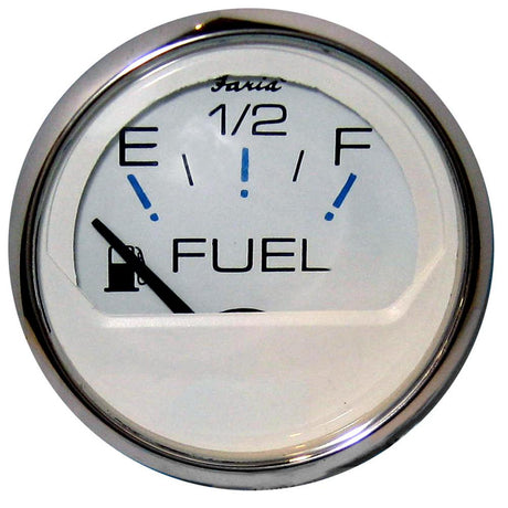 Faria Chesapeake White SS 2" Fuel Level Gauge (E-1/2-F) [13801] - Life Raft Professionals