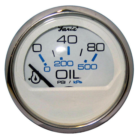 Faria Chesapeake White SS 2" Oil Pressure Gauge (80 PSI) [13802] - Life Raft Professionals