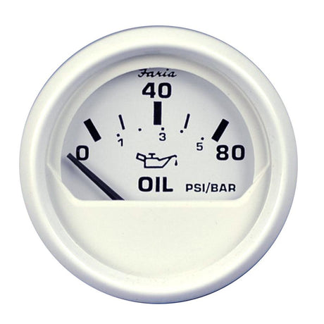 Faria Dress White 2" Oil Pressure Gauge (80 PSI) [13102] - Life Raft Professionals