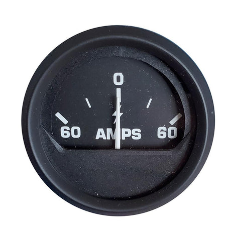 Faria Euro Black 2" Ammeter Gauge (60-0-60 AMP) [12822] - Life Raft Professionals