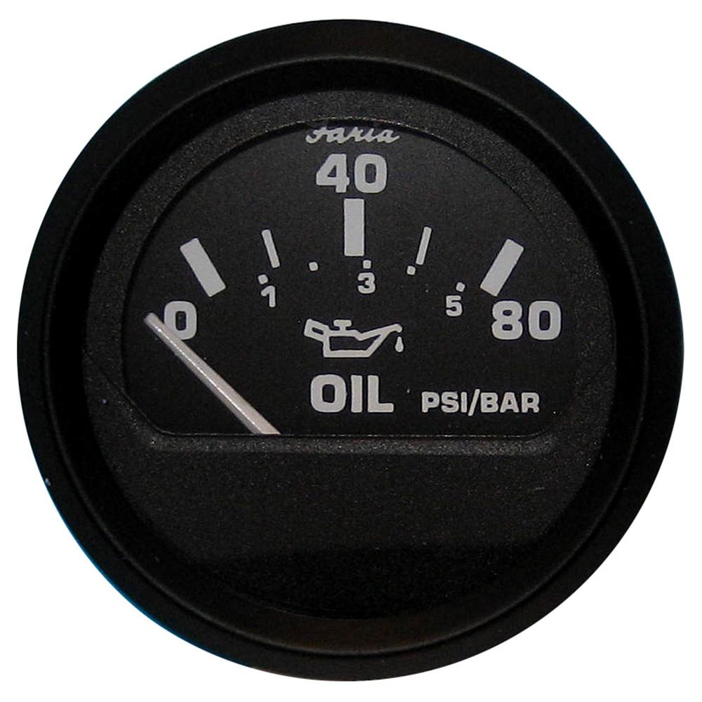 Faria Euro Black 2" Oil Pressure Gauge (80 PSI) [12803] - Life Raft Professionals