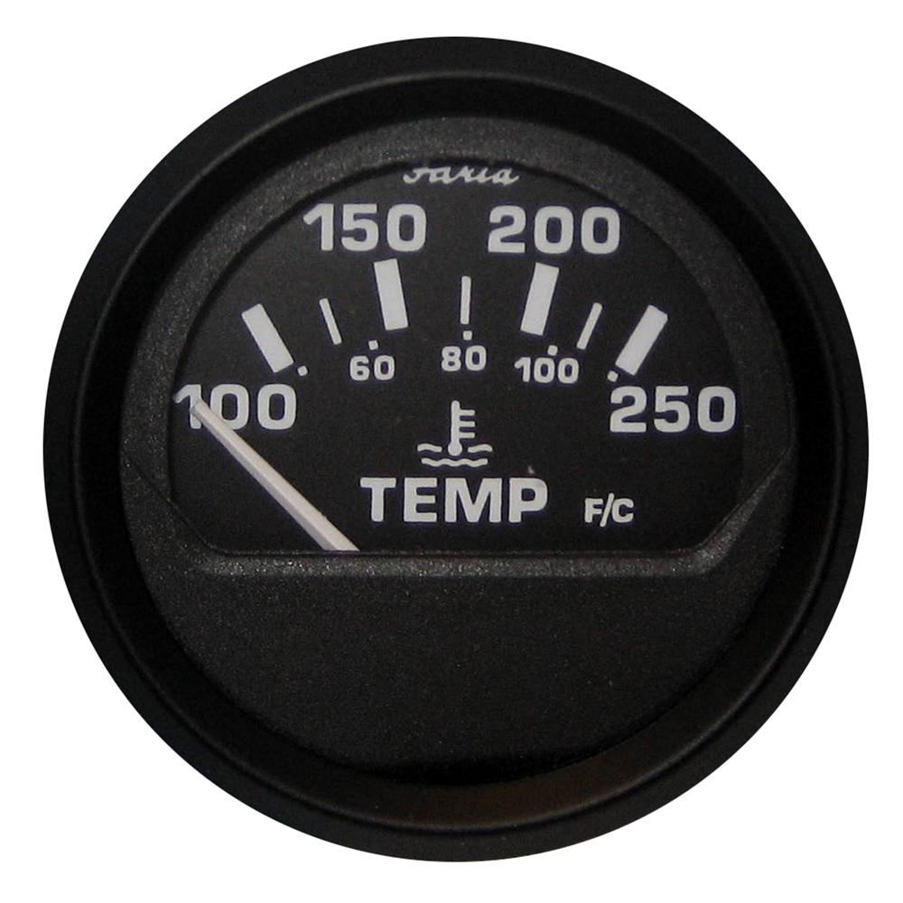 Faria Euro Black 2" Water Temperature Gauge (100-250 DegreeF) [12812] - Life Raft Professionals