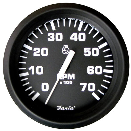 Faria Euro Black 4" Tachometer - 7,000 RPM (Gas - All Outboard) [32805] - Life Raft Professionals