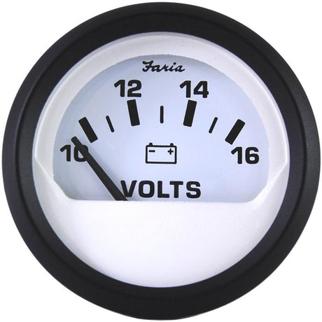 Faria Euro White 2" Voltmeter (10-16 VDC) [12911] - Life Raft Professionals