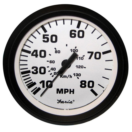 Faria Euro White 4" Speedometer - 80MPH (Pitot) [32910] - Life Raft Professionals