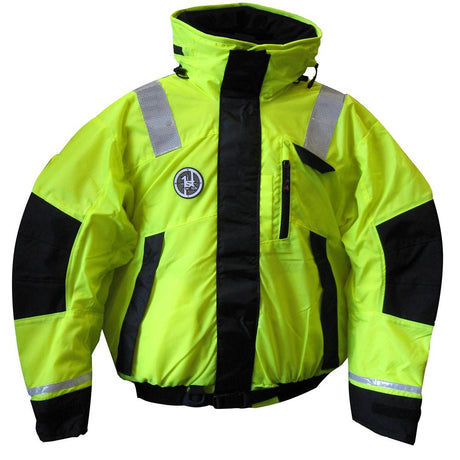 First Watch Hi-Vis Flotation Bomber Jacket - Hi-Vis Yellow/Black - Large [AB-1100-HV-L] - Life Raft Professionals