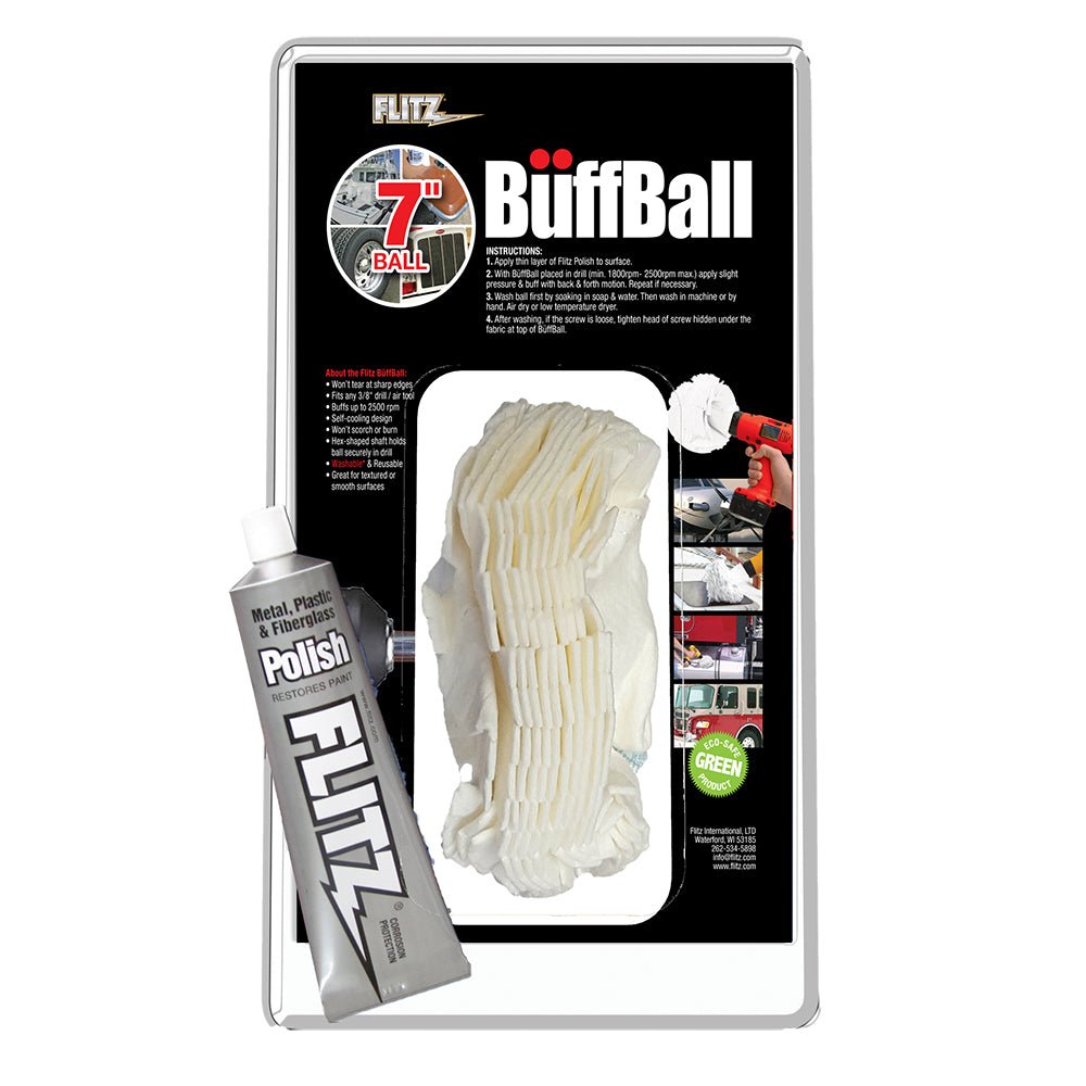 Flitz Buff Ball - Extra Large 7" - White w/1.76oz Tube Flitz Polish - Life Raft Professionals