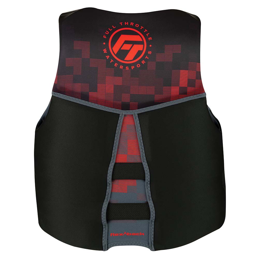 Full Throttle Mens Rapid-Dry Flex-Back Life Jacket - 3XL - Black/Red [142500-100-070-22] - Life Raft Professionals