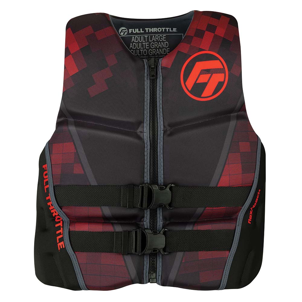 Full Throttle Mens Rapid-Dry Flex-Back Life Jacket - XL - Black/Red [142500-100-050-22] - Life Raft Professionals