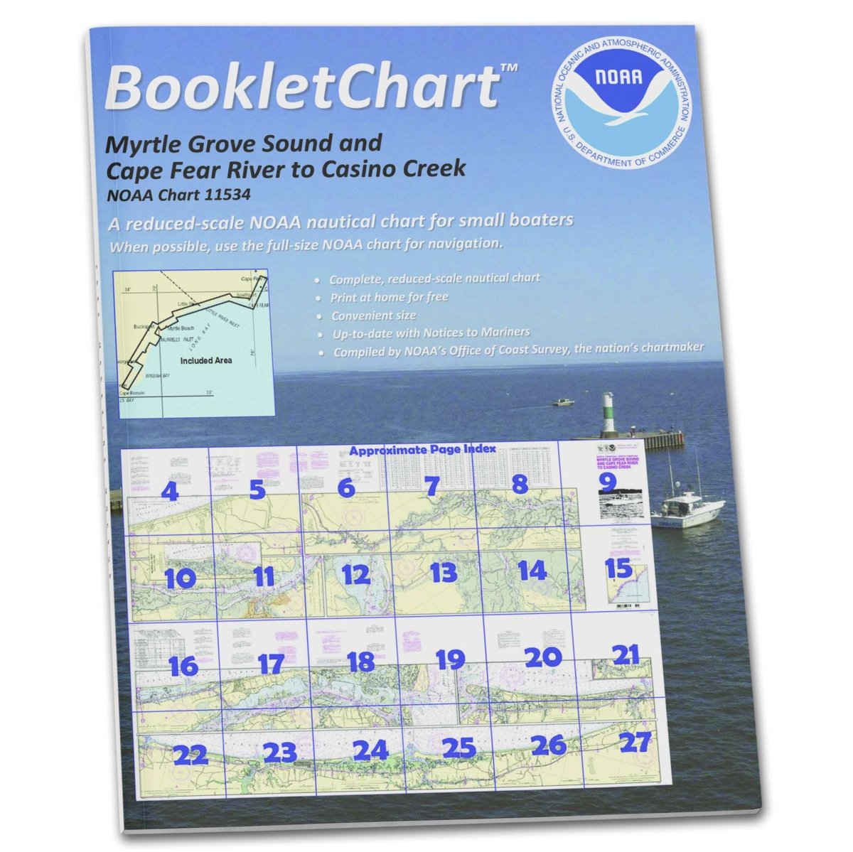 Historical NOAA BookletChart 11534: Intracoastal Waterway Myrtle Grove Sound and Cape Fear River to Casino. - Life Raft Professionals