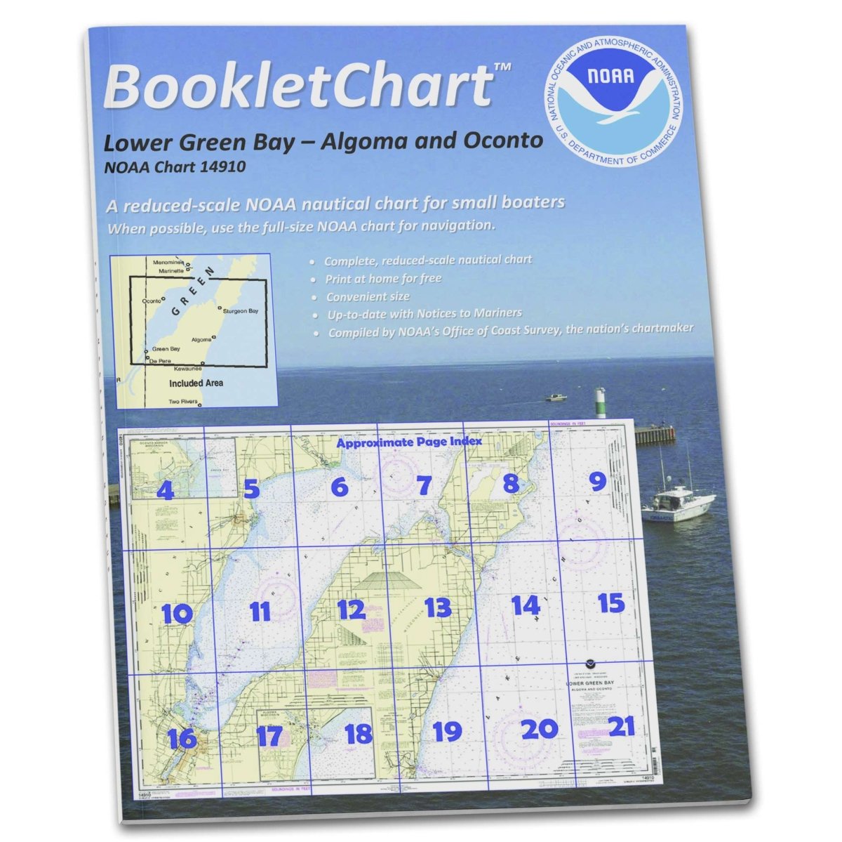 Historical NOAA BookletChart 14910: Lower Green Bay; Oconto Harbor; Algoma - Life Raft Professionals