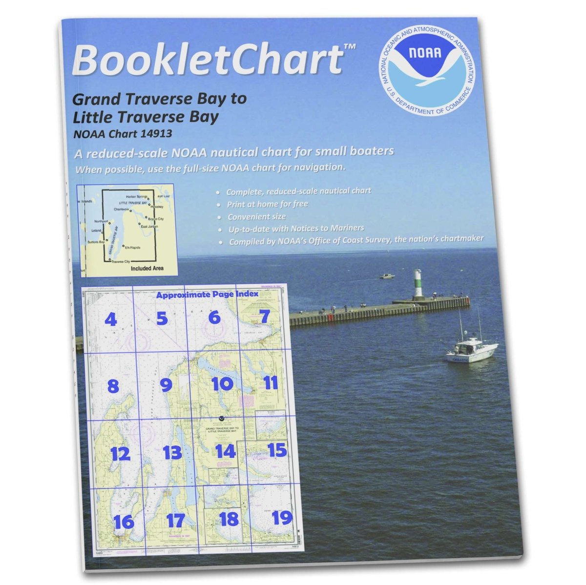 Historical NOAA BookletChart 14913: Grand Traverse Bay to Little Traverse Bay; Harobr Springs; Petoskey; Elk - Life Raft Professionals