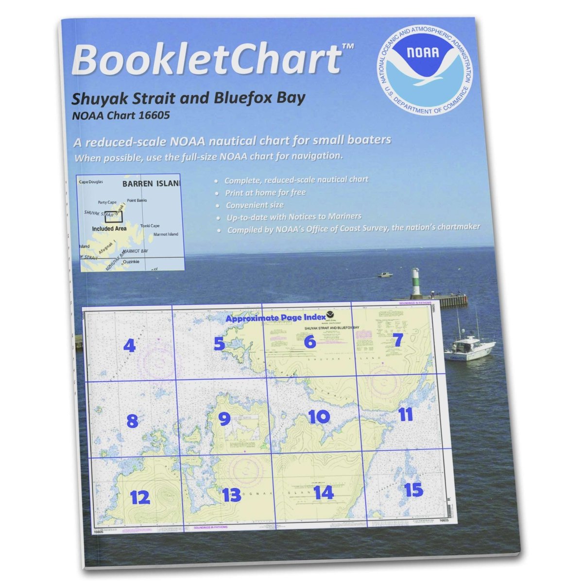 Historical NOAA BookletChart 16605: Shuyak Strait and Bluefox Bay - Life Raft Professionals