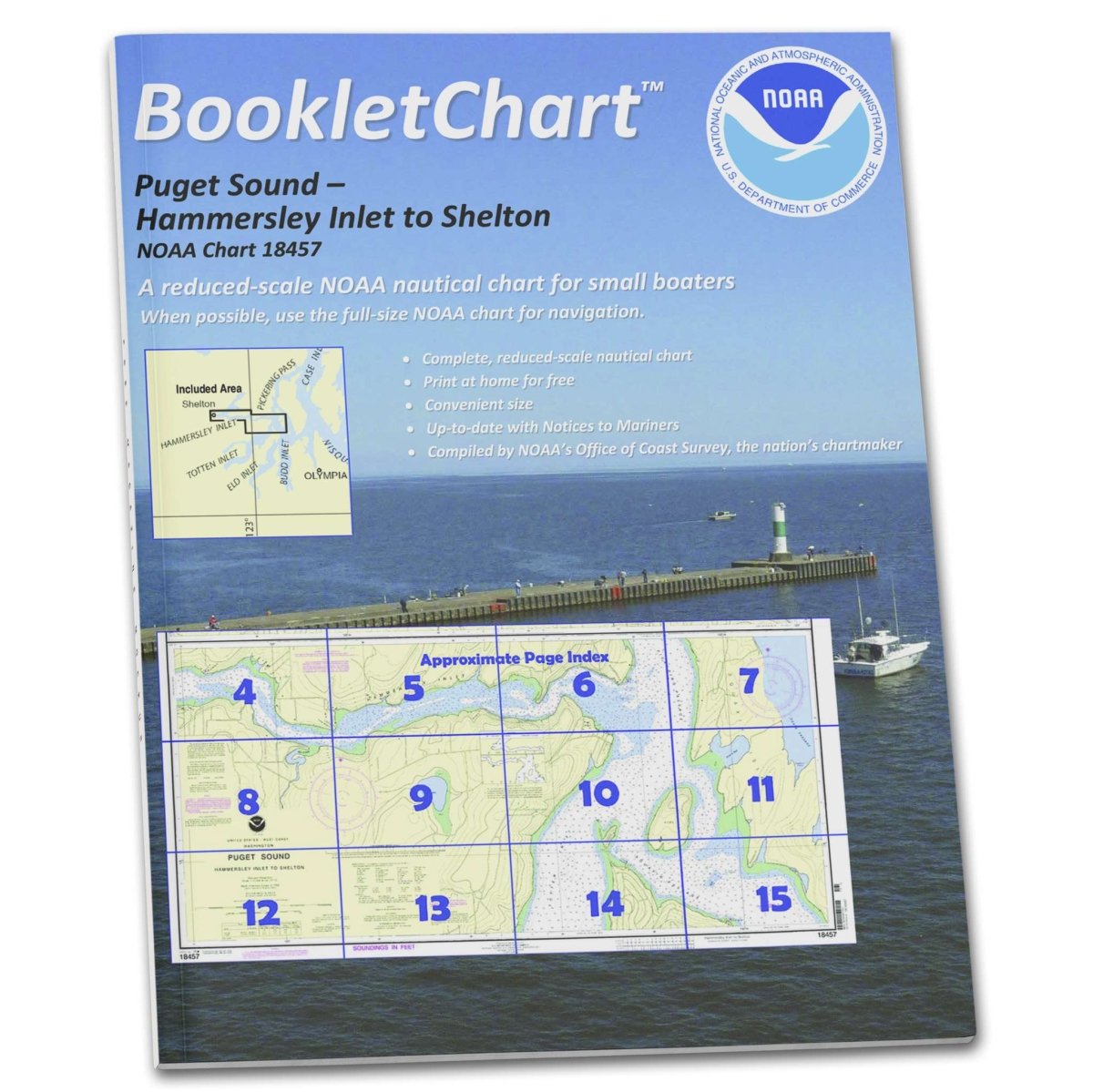 Historical NOAA BookletChart 18457: Puget Sound-Hammersley Inlet to Shelton - Life Raft Professionals