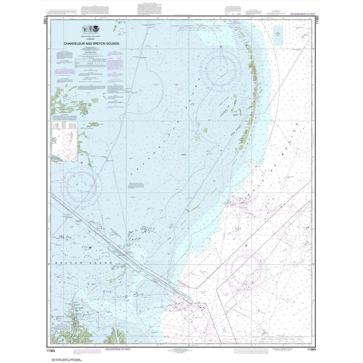 Historical NOAA Chart 11363: Chandeleur and Breton Sounds - Life Raft Professionals