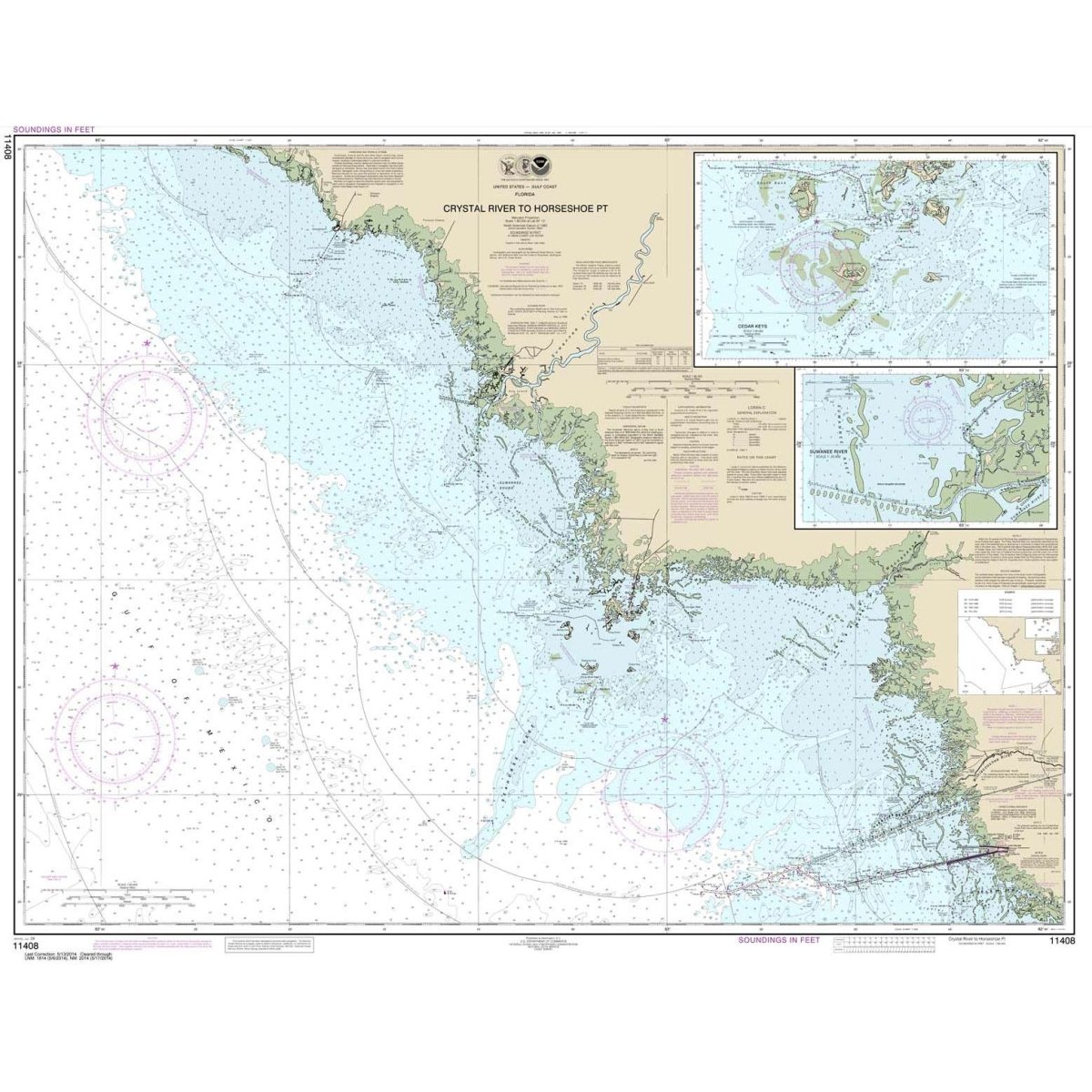 Historical NOAA Chart 11408: Crystal River to Horseshoe Point; Suwannee River; Cedar Keys - Life Raft Professionals