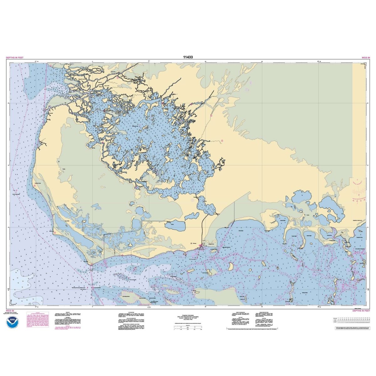 Historical NOAA Chart 11433: Everglades National Park Whitewater Bay - Life Raft Professionals