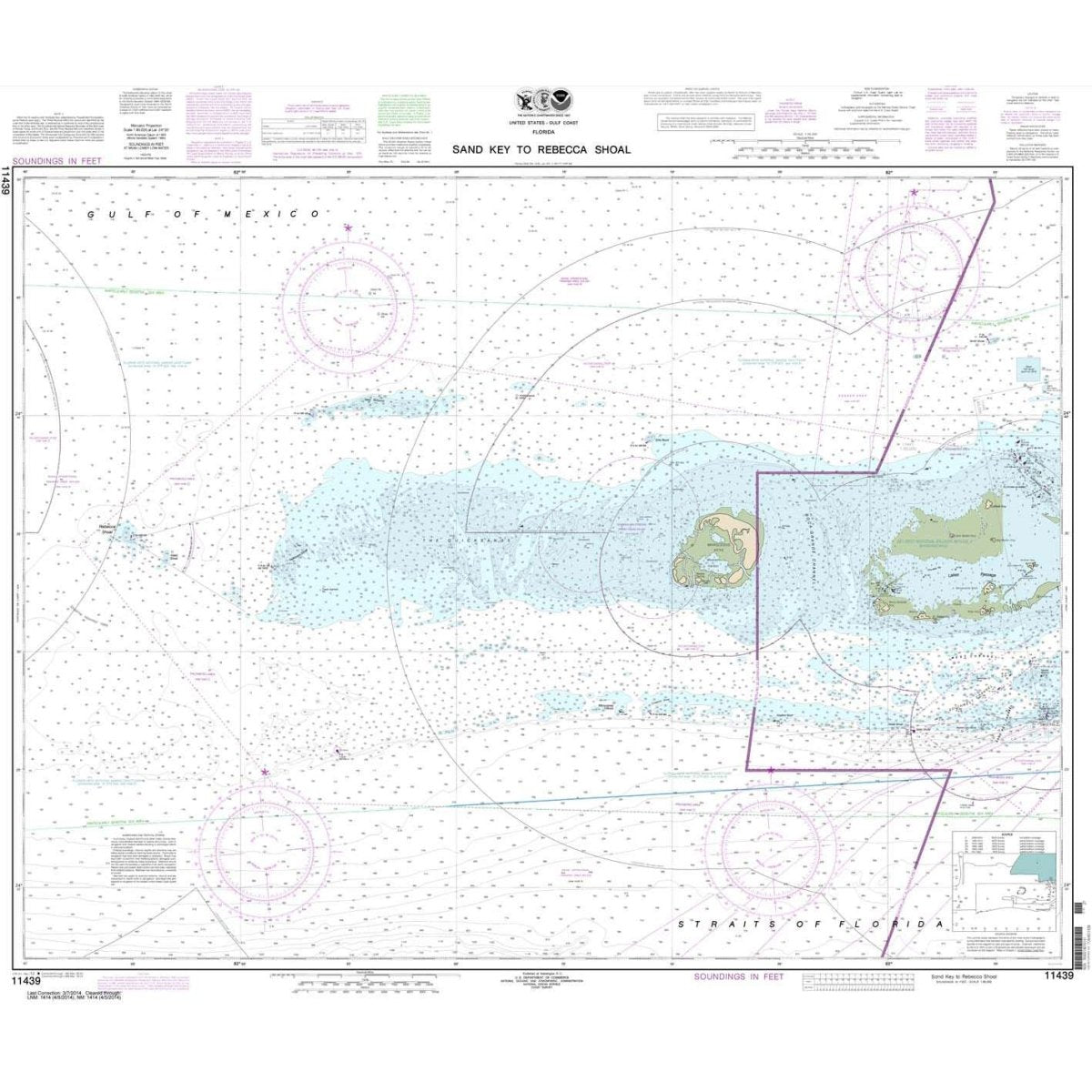 Historical NOAA Chart 11439: Sand Key to Rebecca Shoal - Life Raft Professionals