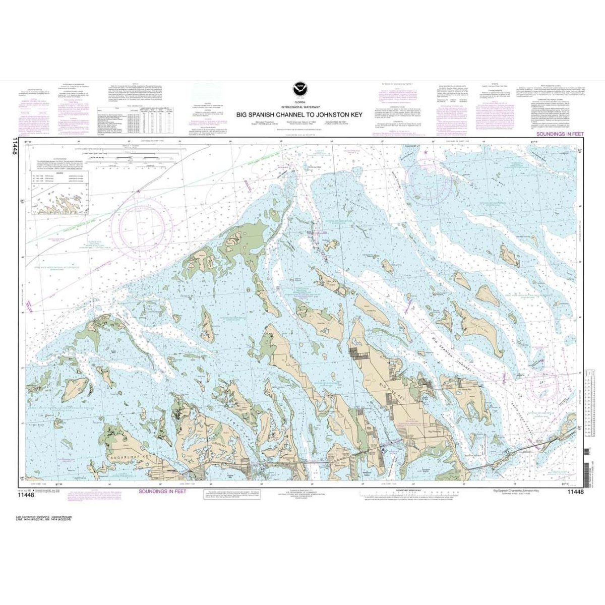 Historical NOAA Chart 11448: Intracoastal Waterway Big Spanish Channel to Johnston Key - Life Raft Professionals
