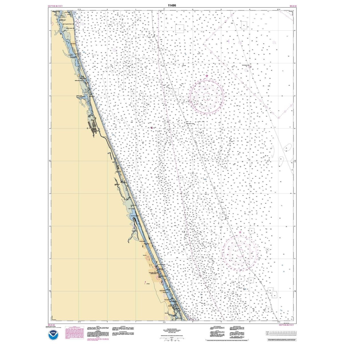 Historical NOAA Chart 11486: St. Augustine Light to Ponce de Leon Inlet - Life Raft Professionals