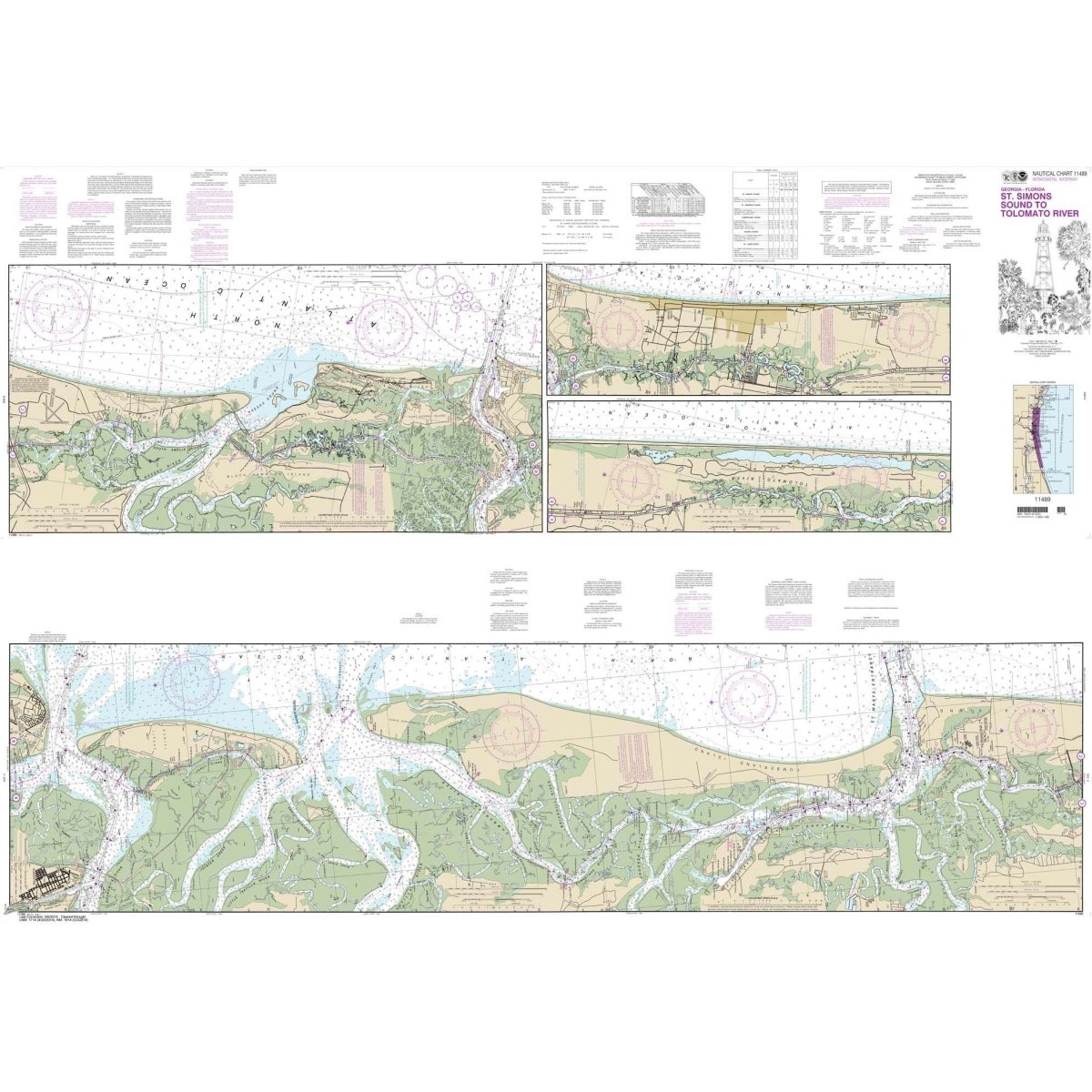 Historical NOAA Chart 11489: Intracoastal Waterway St. Simons Sound to Tolomato River - Life Raft Professionals