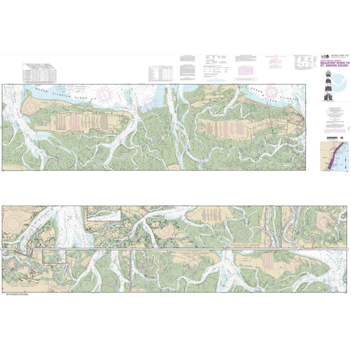 Historical NOAA Chart 11507: Intracoastal Waterway Beaufort River to St. Simons Sound - Life Raft Professionals