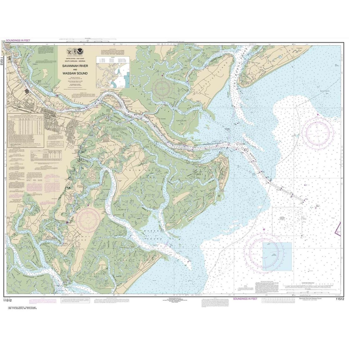 Historical NOAA Chart 11512: Savannah River and Wassaw Sound - Life Raft Professionals