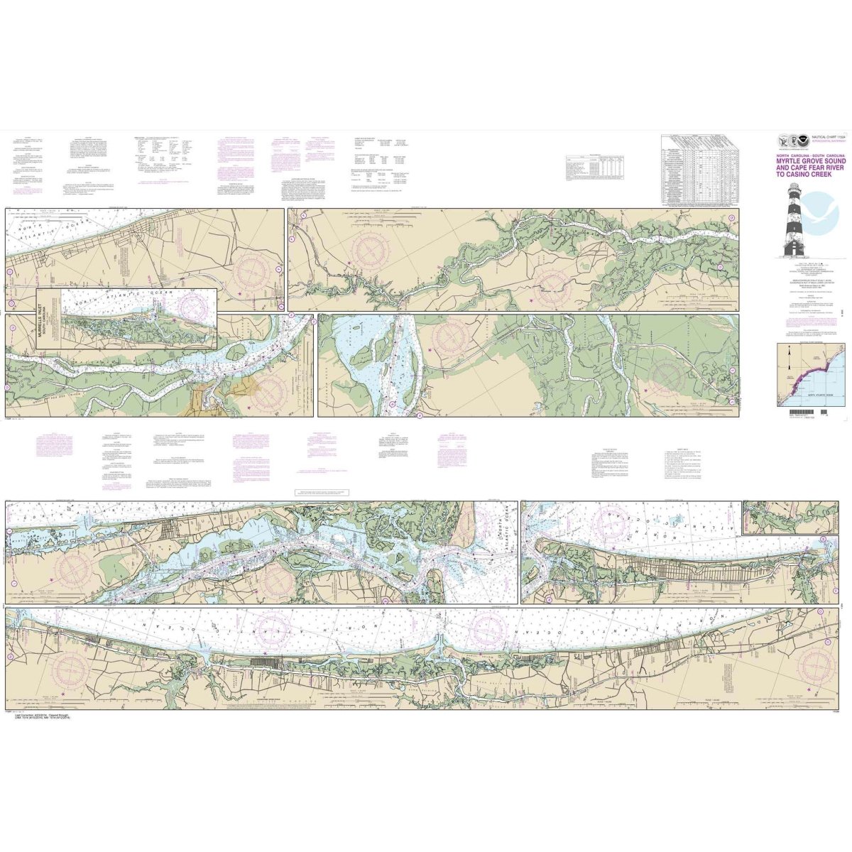 Historical NOAA Chart 11534: Intracoastal Waterway Myrtle Grove Sound and Cape Fear River to Casino Creek - Life Raft Professionals