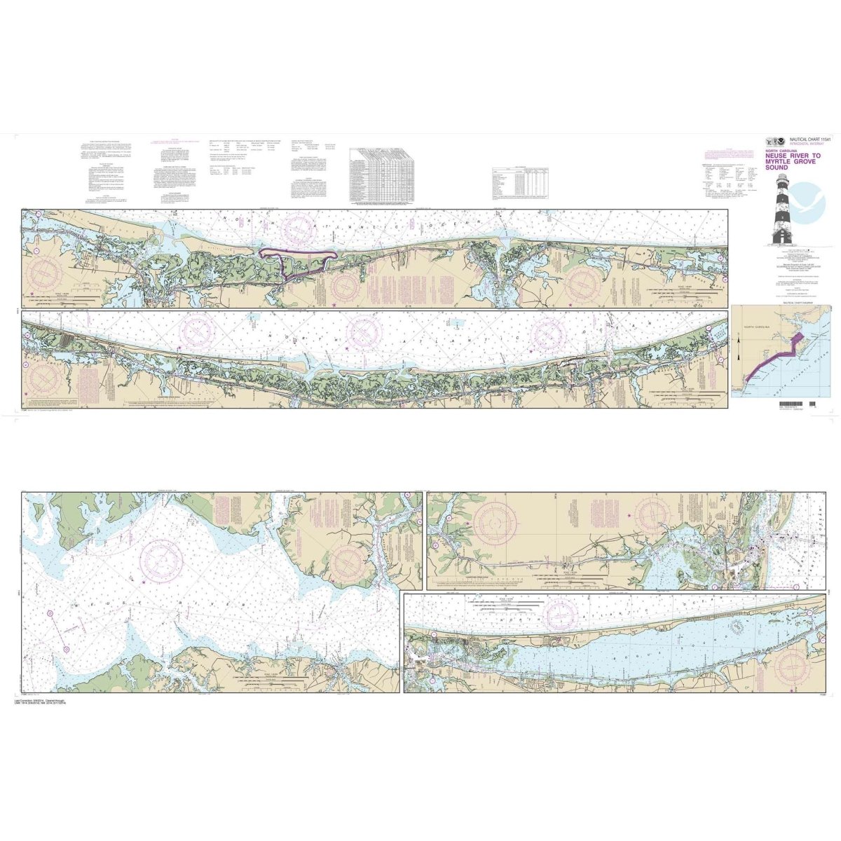 Historical NOAA Chart 11541: Intracoastal Waterway Neuse River to Myrtle Grove Sound - Life Raft Professionals