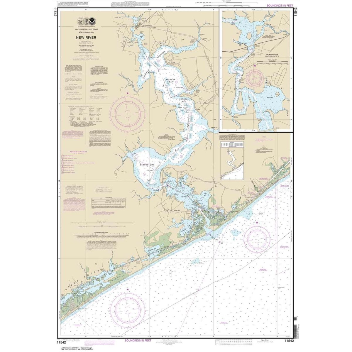 Historical NOAA Chart 11542: New River;Jacksonville - Life Raft Professionals